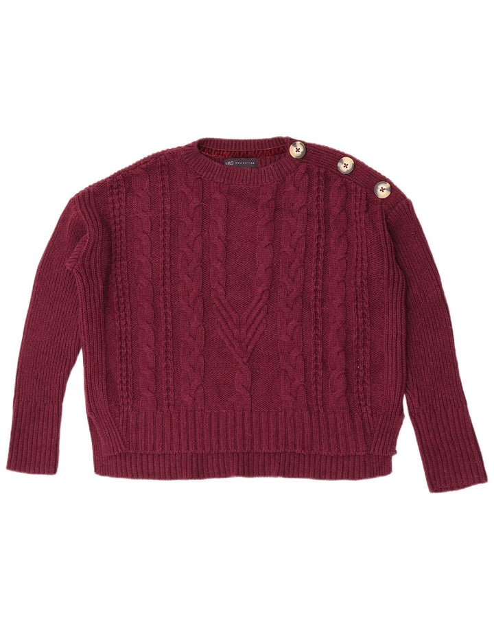 Marks & Spencer Damski sweter z okrągłym dekoltem, UK 14, średni bordowy