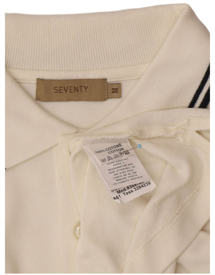 Męska koszulka polo SEVENTY, średnia, złamanej bieli, bawełniana