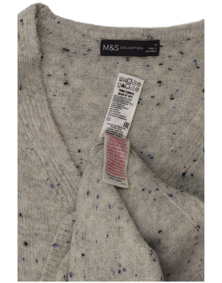 Marks & Spencer Damski sweter z dekoltem w kształcie litery V, UK 14, średni szary, nakrapiany