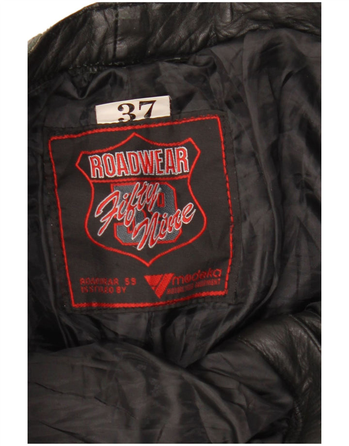 MODEKA Męskie proste skórzane spodnie W37 L33 Czarna skóra