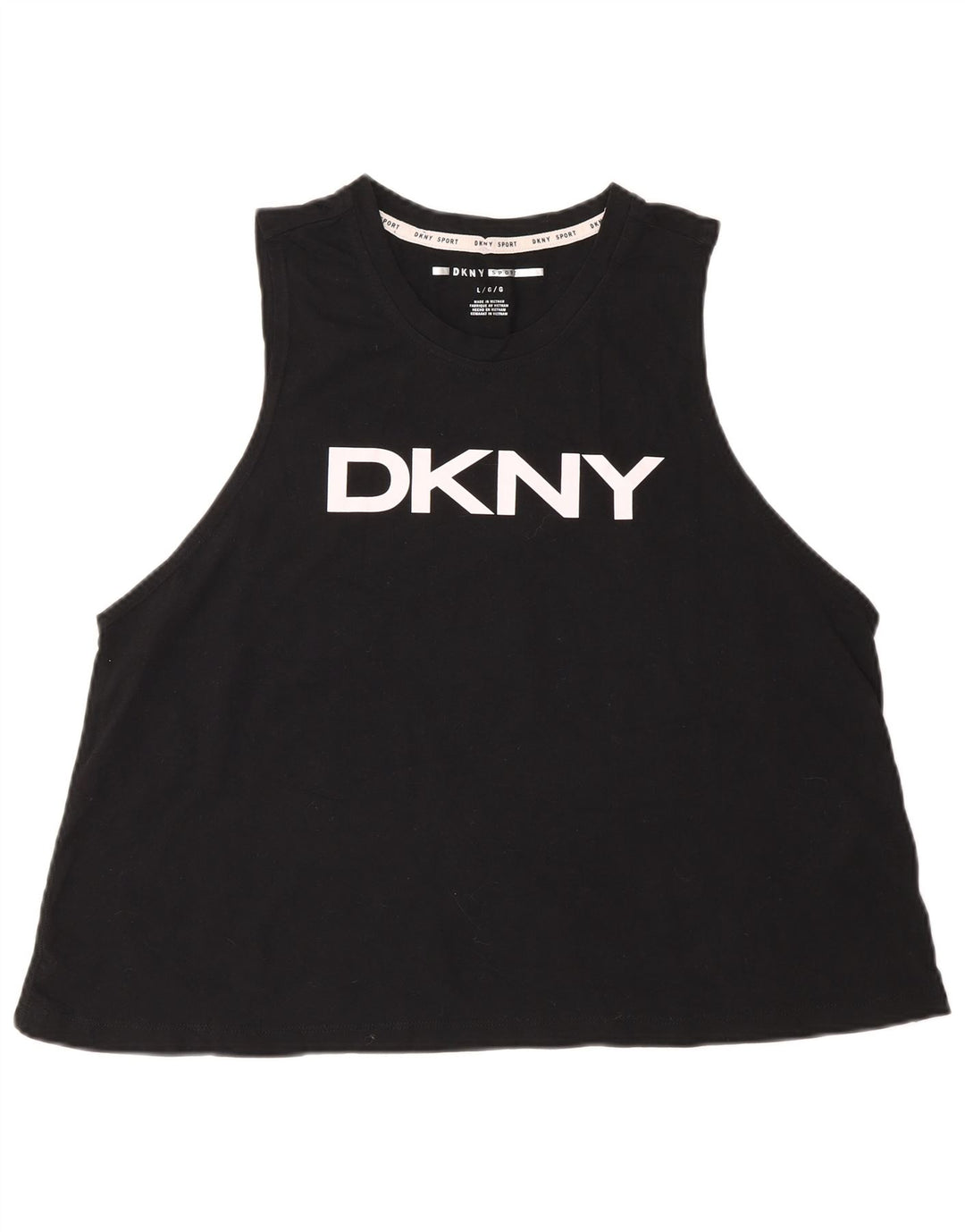 Damska kamizelka graficzna Dkny Top UK 16, duża, czarna bawełna
