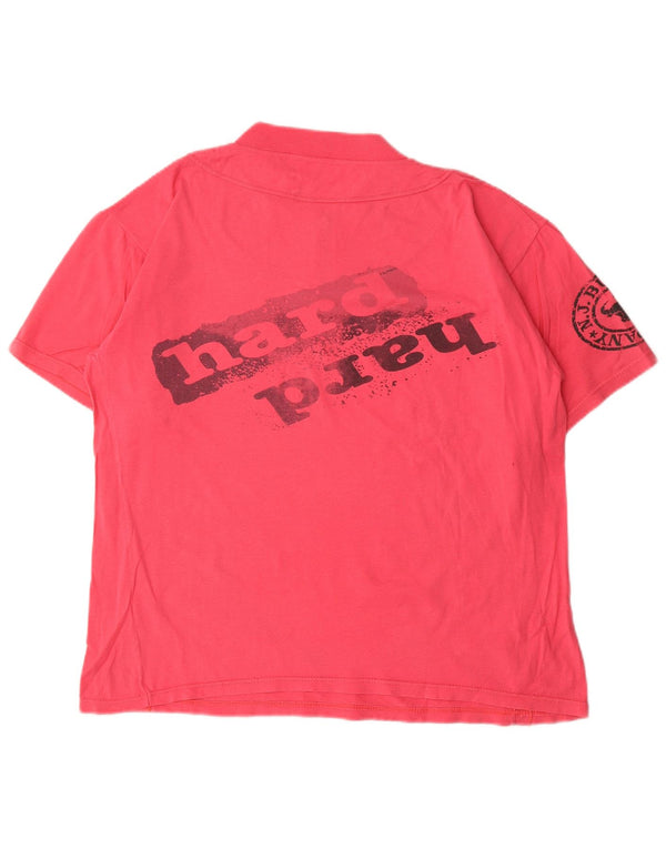 Damski T-shirt z grafiką w stylu vintage, zapinany na zamek, UK 16, duży, różowy
