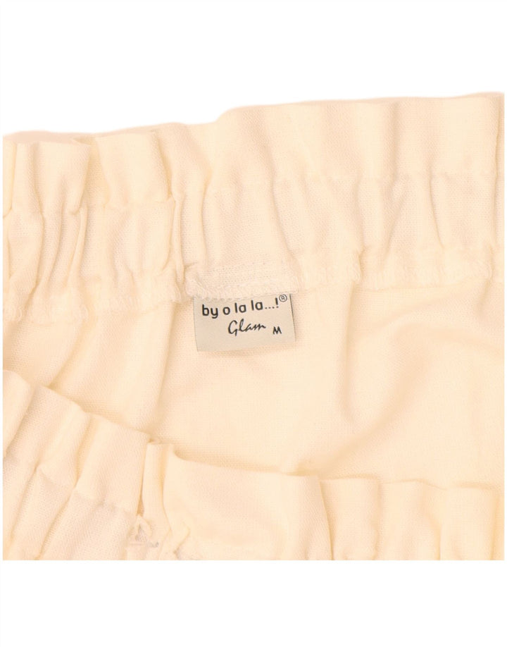 Damska sukienka VINTAGE z długim rękawem i odkrytymi ramionami UK 12, średnia, biała lniana