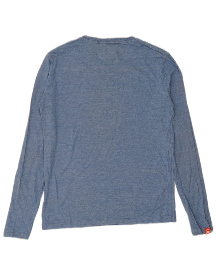 Męski top Superdry z długim rękawem, średni niebieski, bawełniany w cętki