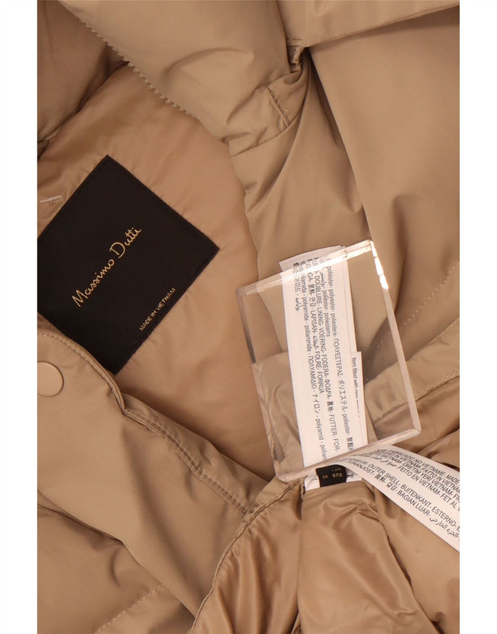 Damska kurtka z kapturem, oversize, wyściełana Massimo Dutti UK 6 XS, beżowy poliester