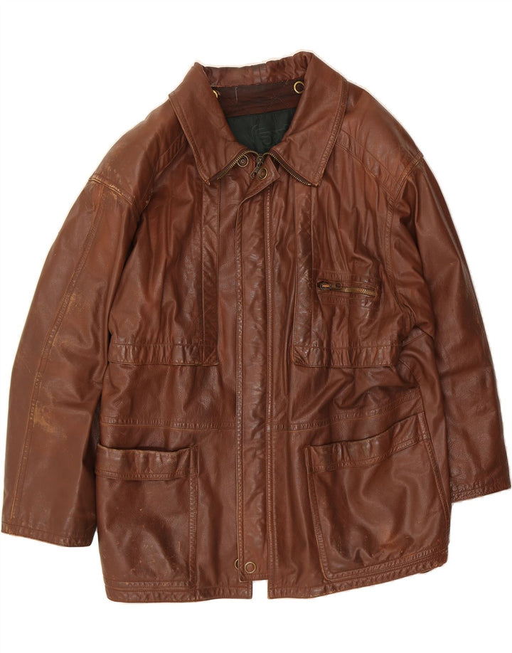 VITTORIO FORTI Mens Leather Jacket UK 42 XL Brown Vintage Vittorio Forti and Second-Hand Vittorio Forti from Messina Hembry 