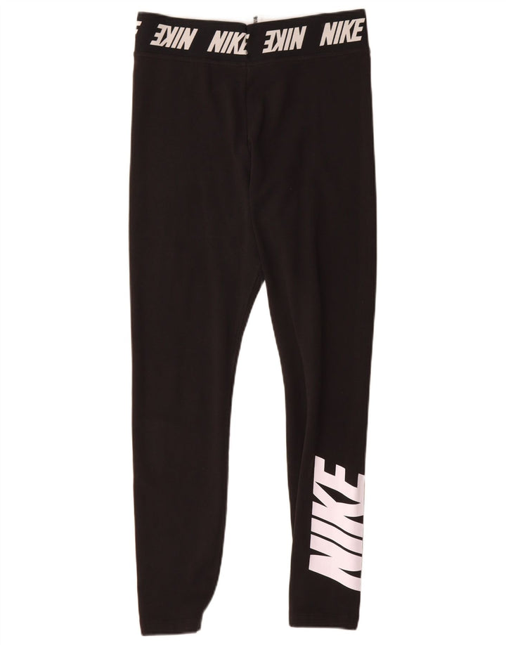 Damskie legginsy Nike Graphic UK 12, średnie czarne, bawełniane