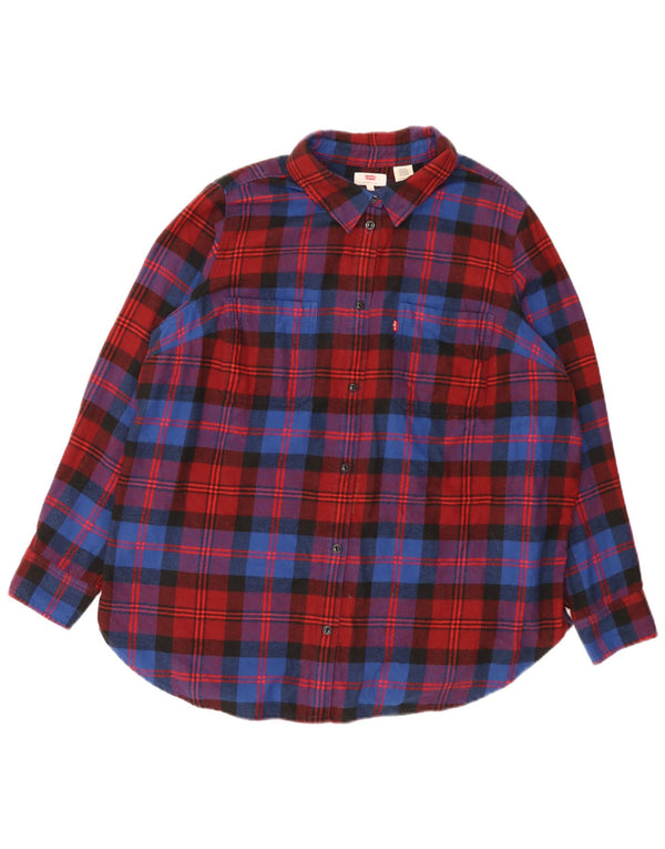 Damska koszula flanelowa Levi's UK 18 XL, bawełniana w czerwoną kratę