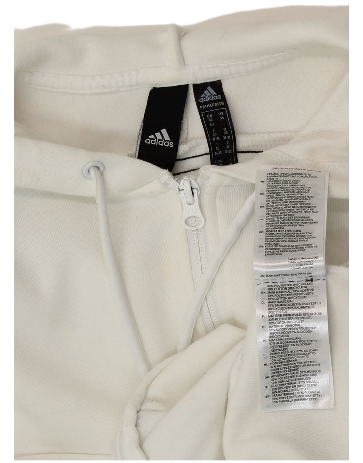 Damski sweter ADIDAS z kapturem i zamkiem, UK 4/6 XS, biała bawełna
