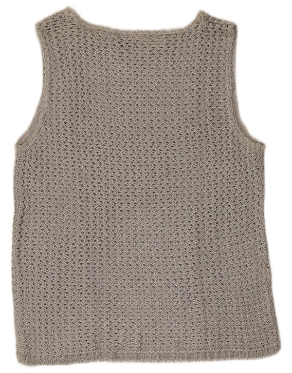Damski, prześwitujący, dzianinowy top w stylu vintage IT 48 XL, srebrny, nakrapiany octan