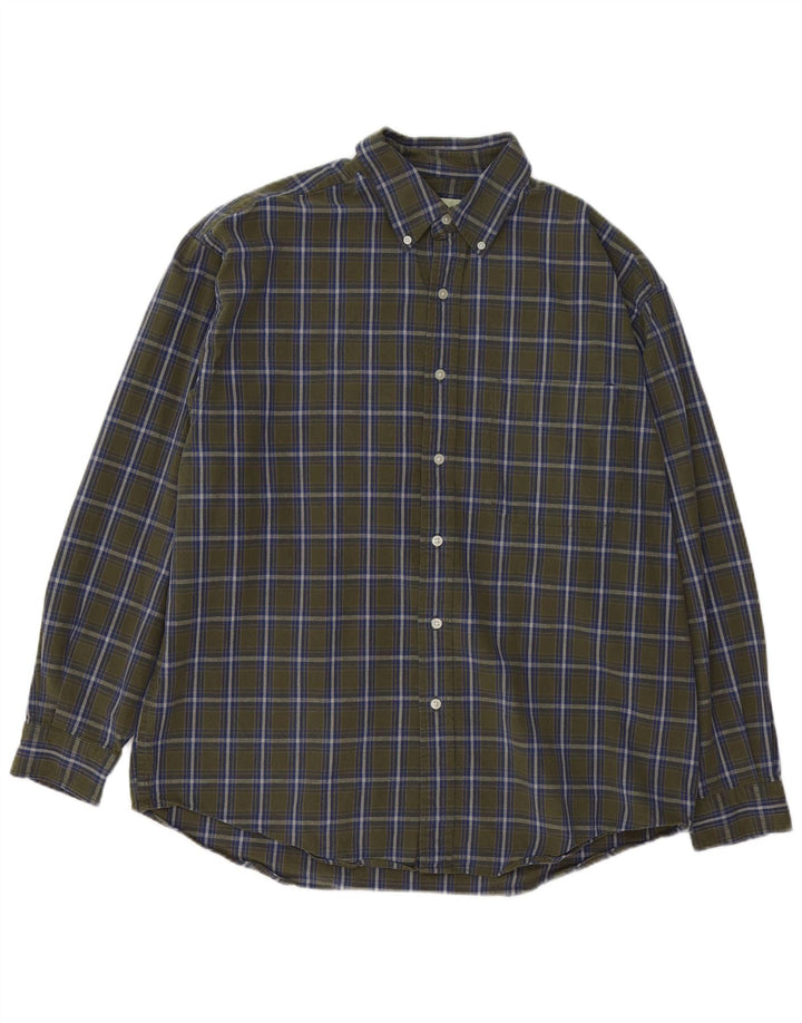 Męska koszula flanelowa Eddie Bauer o regularnym kroju, duża, bawełniana w kratę khaki