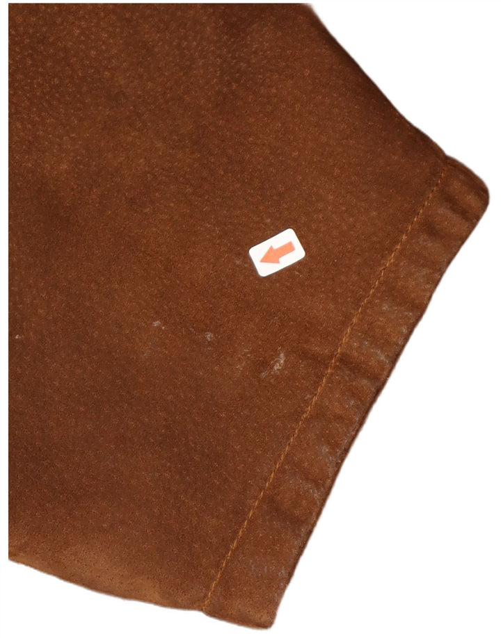 Vintage damski, oversize'owy, zamszowy płaszcz wiatrówka z kapturem IT 46, duży brązowy