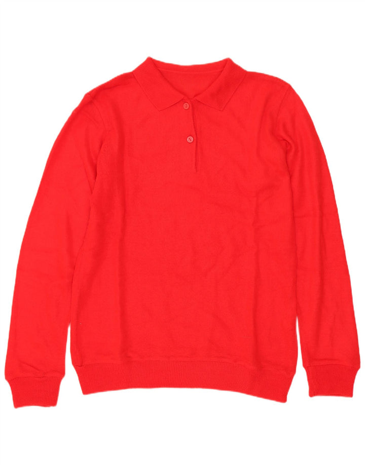 Vintage damski sweter polo IT 42 średni czerwony poliakryl