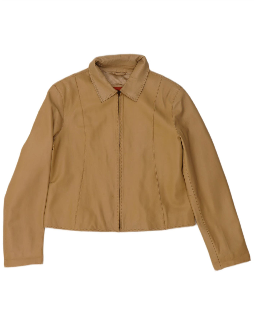 Damska kurtka skórzana Helium Crop UK 14 ze średniej beżowej skóry