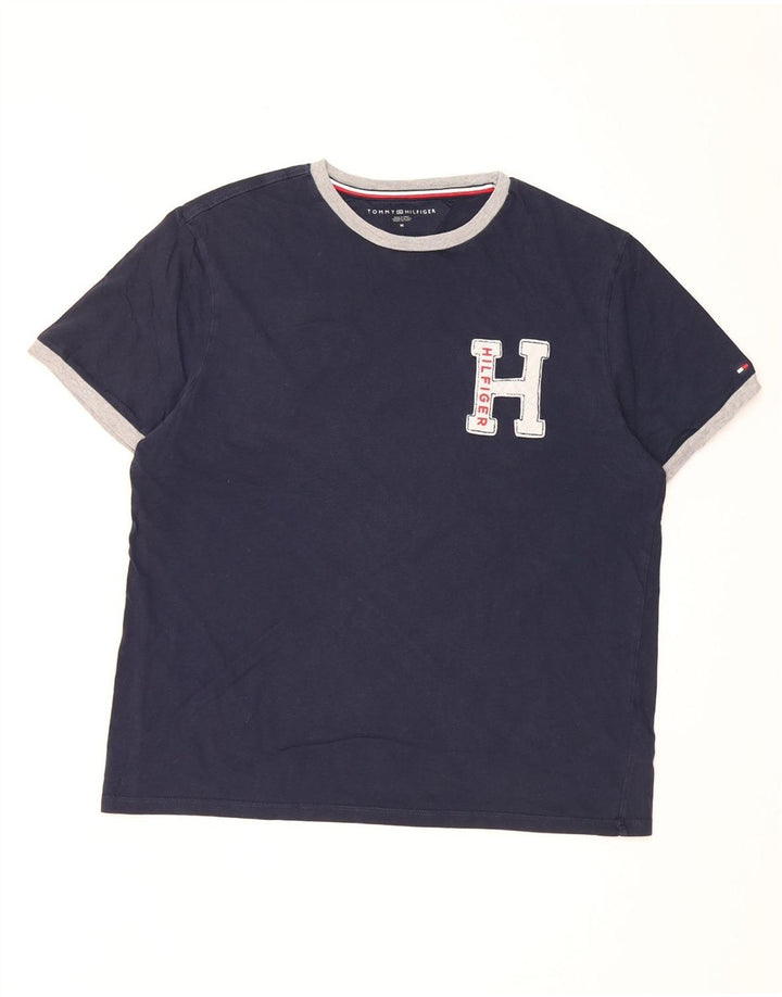Męska koszulka z grafiką Tommy Hilfiger Top, średnia, granatowa bawełna