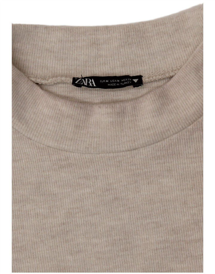 T-shirt damski Zara Top UK 14 średni beż nakrapiany