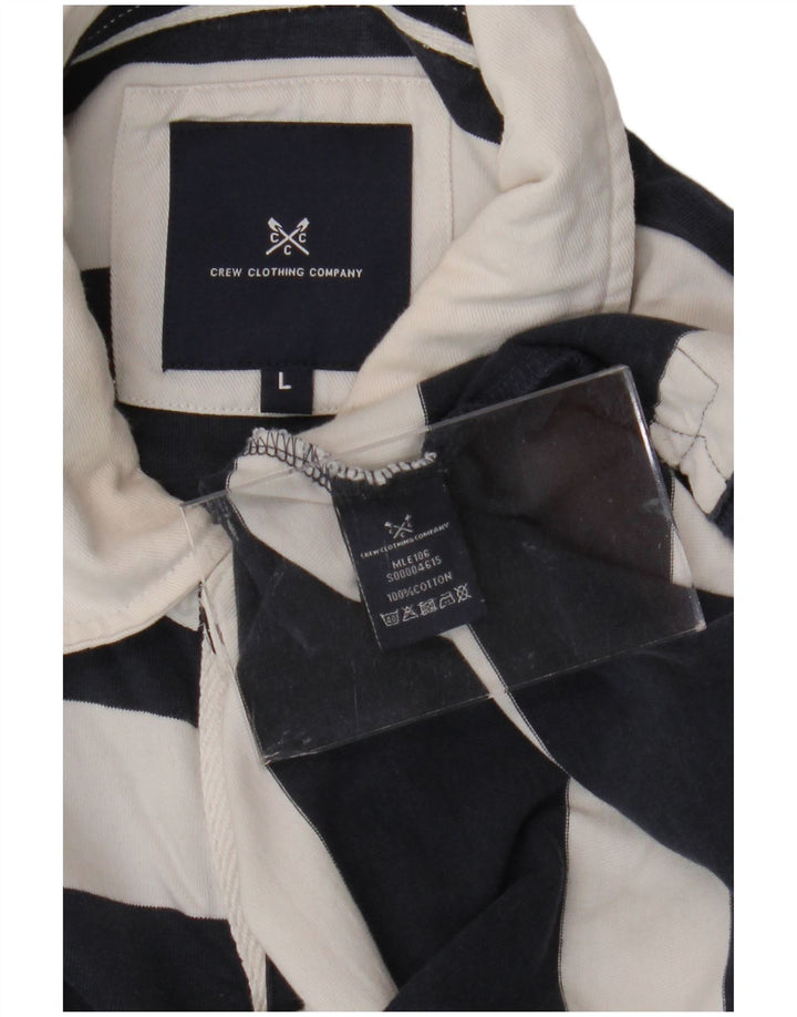 CREW CLOTHING Męska koszulka polo do rugby z długim rękawem, w duże granatowe paski