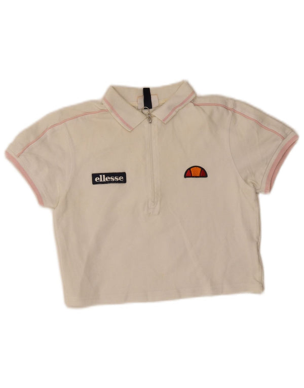 Damska koszulka polo Ellesse z grafiką, UK 6 XS, biała bawełna