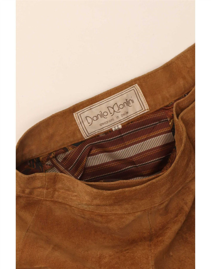 Vintage damska zamszowa spódnica kopertowa IT 44 Medium W28 brązowa skóra