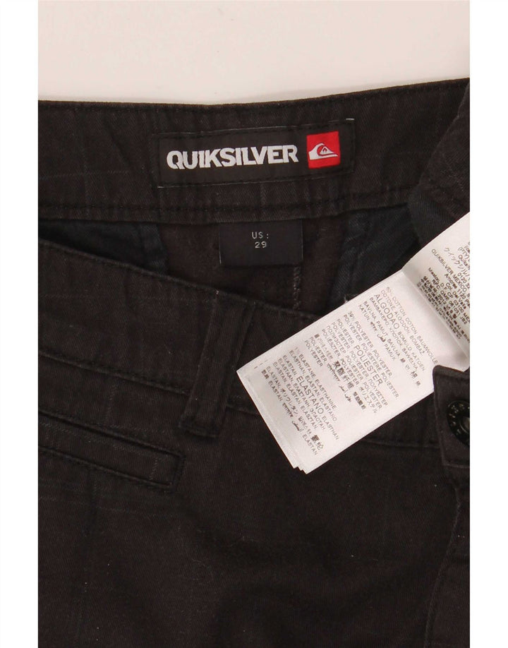 Męskie spodenki cargo Quiksilver W29 w małą czarną kratkę, bawełnianą