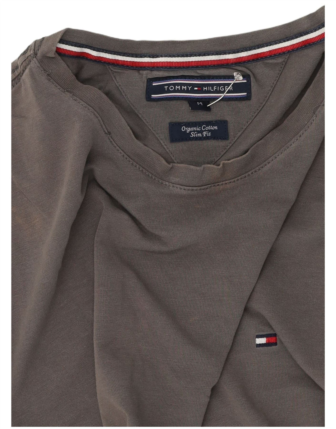 Męski T-shirt Tommy Hilfiger o wąskim kroju, średnioszary, bawełniany