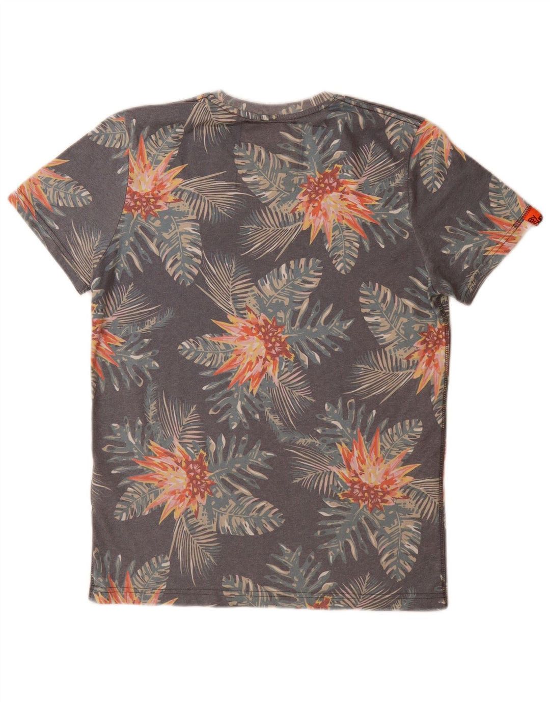 Męski T-shirt z grafiką Superdry, duży, szary, z kwiatowym poliestrem