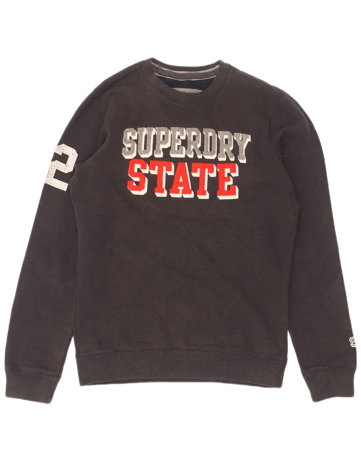 Męski sweter z grafiką Superdry, mały, czarny, bawełniany