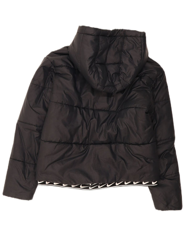 Damska wyściełana kurtka z kapturem i kapturem Nike UK 14, średni czarny poliester