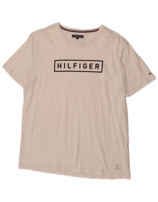 Męski T-shirt z grafiką Tommy Hilfiger o regularnym kroju, 2XL, biała bawełna