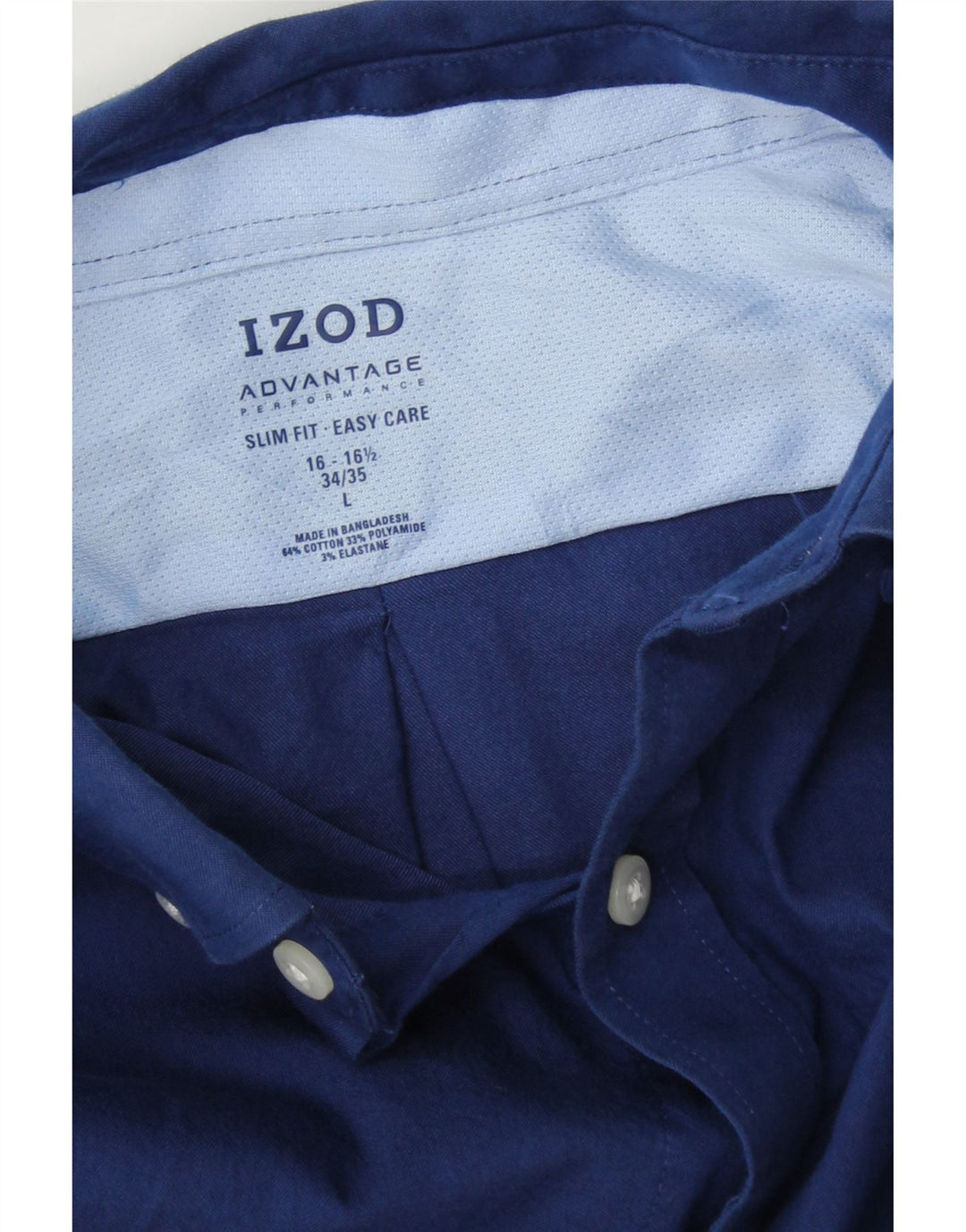 IZOD Mens Slim Fit Shirt Size 16 1/2 Large Blue Cotton Vintage Izod and Second-Hand Izod from Messina Hembry 