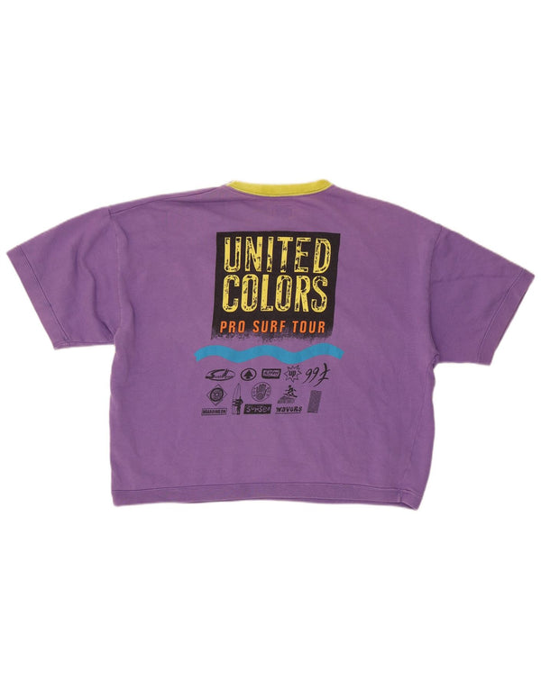 Damska bluza oversize z grafiką Benetton UK 16, duża fioletowa