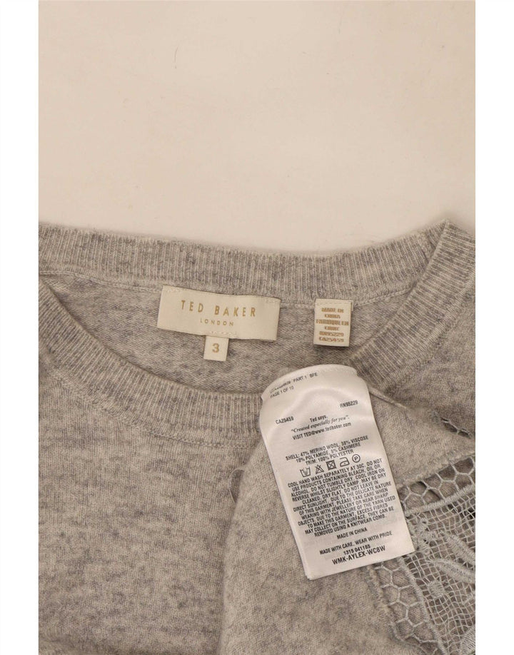 Damski sweter Ted Baker z dekoltem w łódkę, rozmiar 3, średni szary wełniany