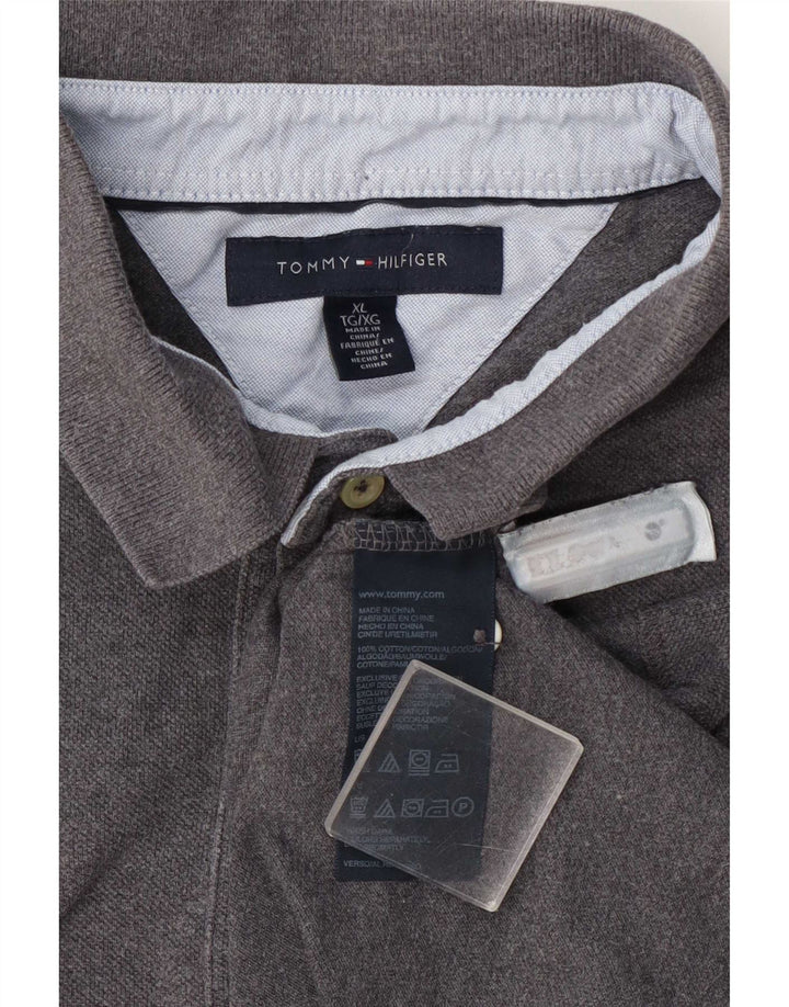 Męska koszulka polo Tommy Hilfiger XL, szara bawełna