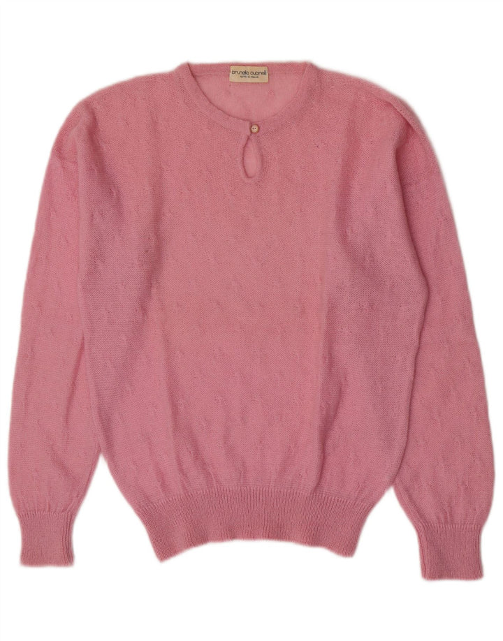 Damski sweter z wycięciem pod szyją Brunello Cucinelli IT 46, duży, różowy