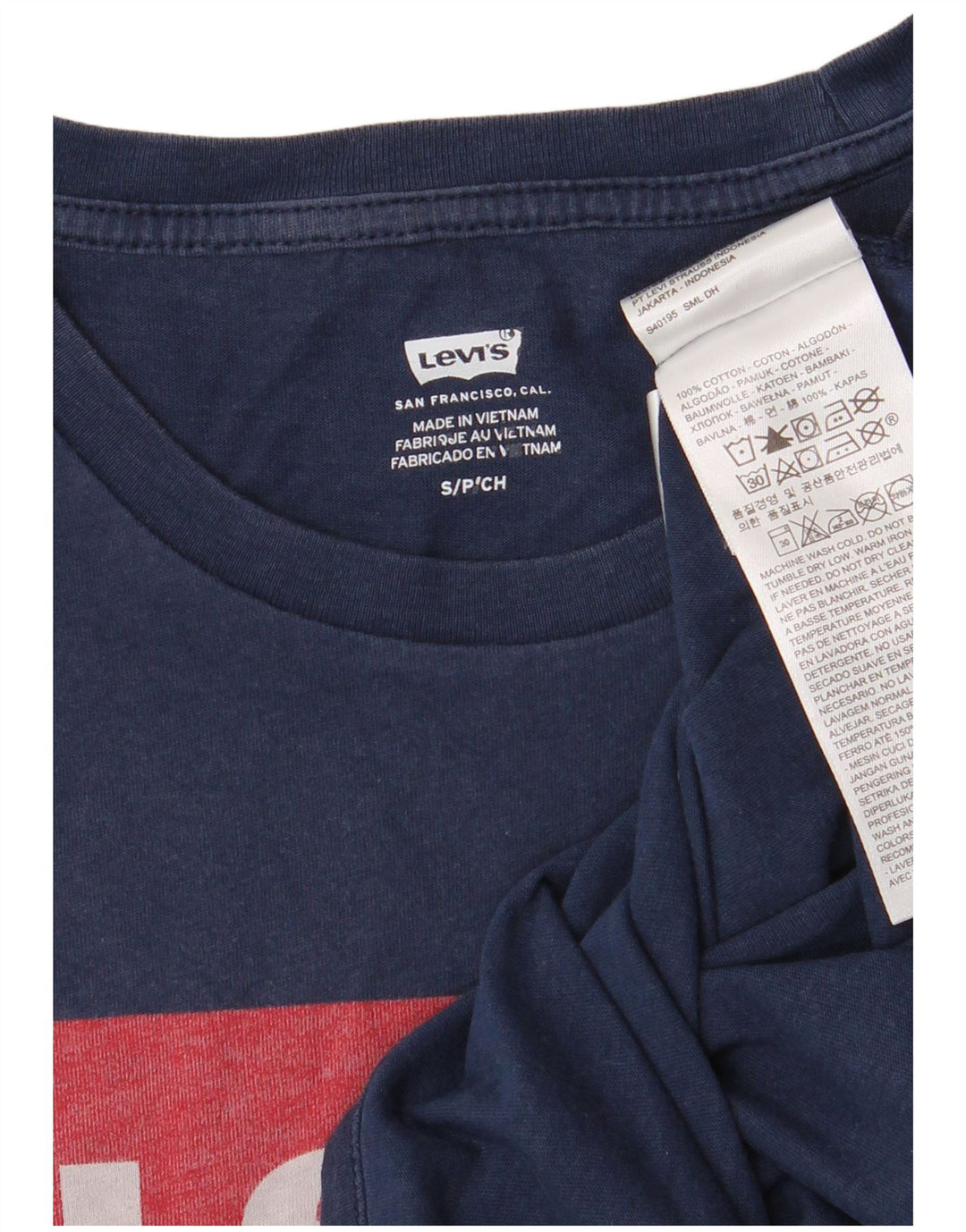 Męski T-shirt z grafiką LEVI'S, mały, granatowy, bawełniany