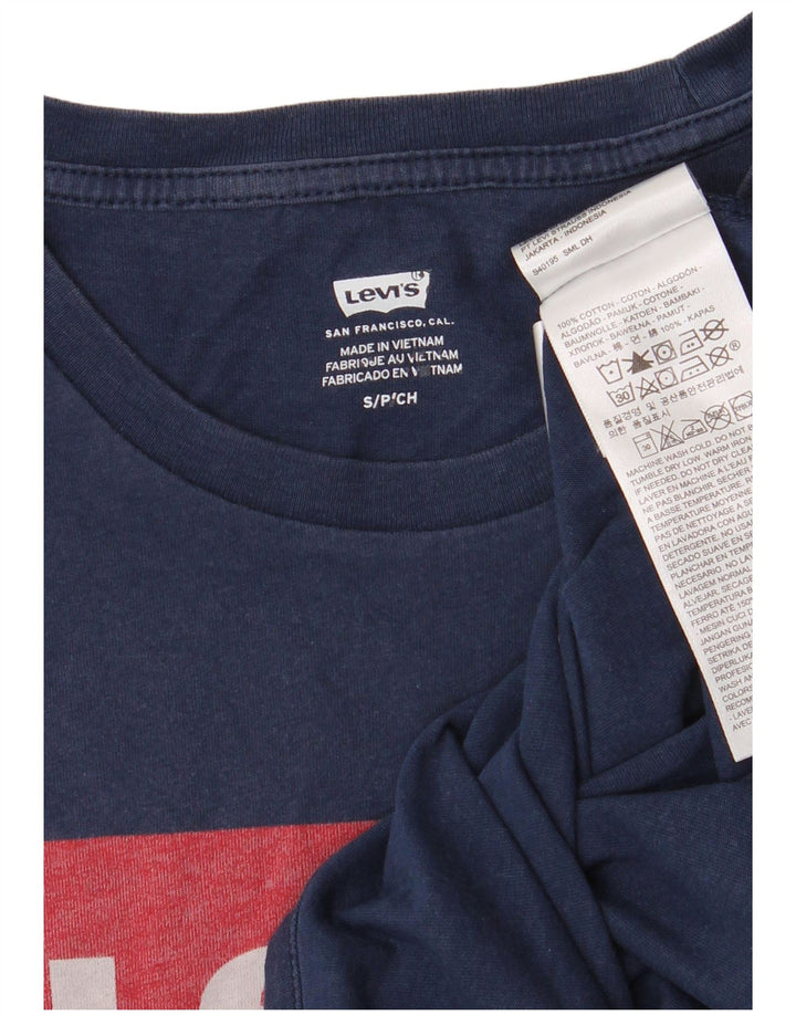 Męski T-shirt z grafiką LEVI'S, mały, granatowy, bawełniany
