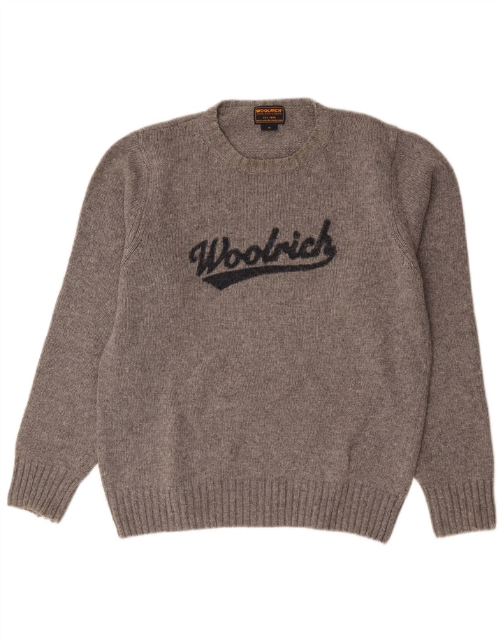 Woolrich Męski sweter z grafiką Średni szary, wełniany cętkowany