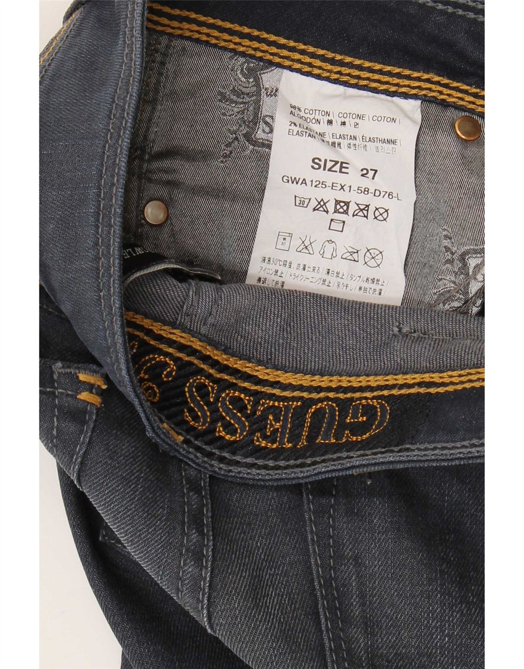 Jeansy damskie Guess Bootcut W27 L29 Granatowe, bawełniane