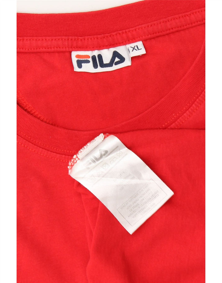 Męska koszulka z grafiką Fila Top XL, czerwona, bawełniana