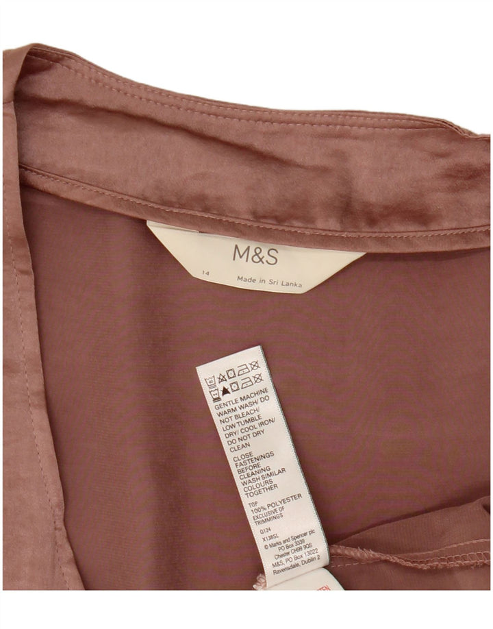 Damska bluzka koszulowa bez rękawów Marks & Spencer UK 14, duża, różowa, poliester