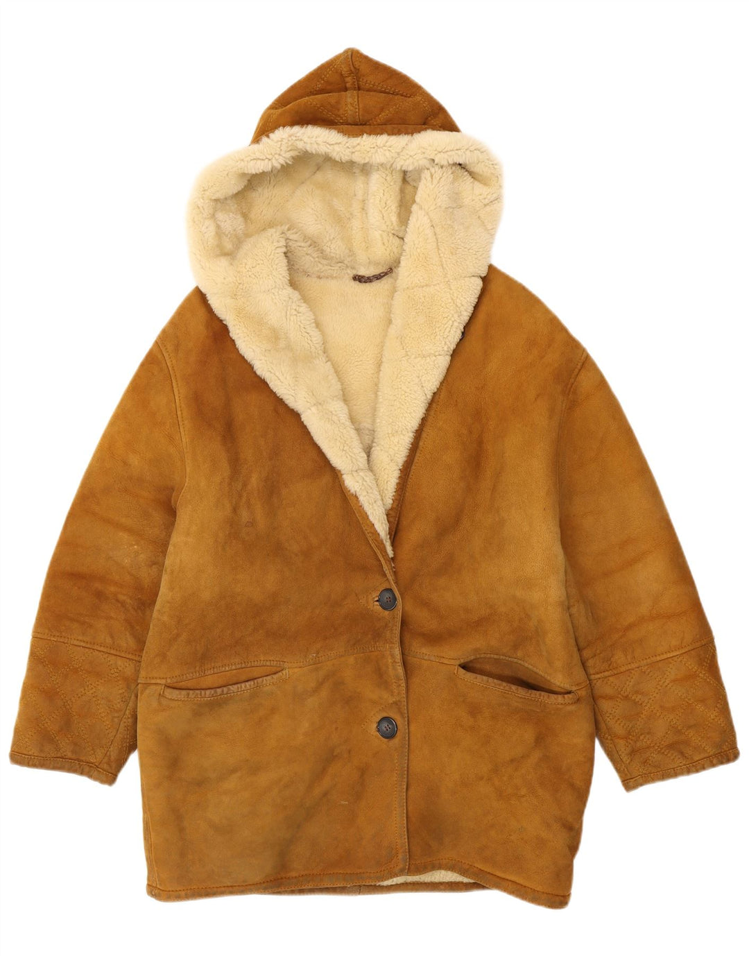 Damska kurtka shearling z kapturem Conbipel UK 16, duża, beżowa