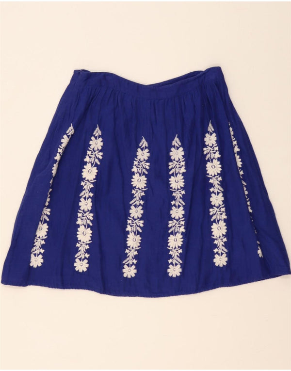 BODEN Womens A-Line Skirt UK 10 Small W28  Blue Floral Cotton