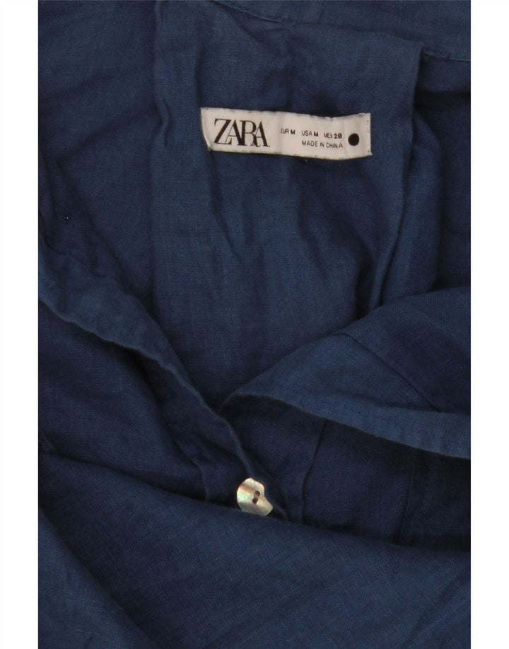 Damska bluzka oversize z krótkim rękawem Zara UK 14, średni granat