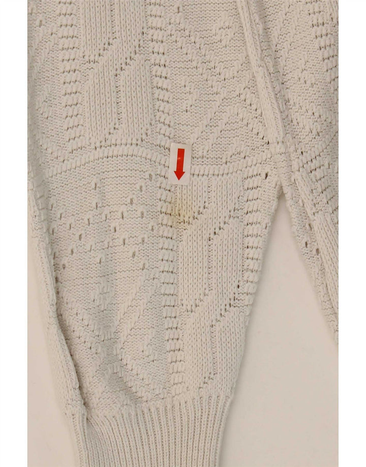 Vintage damski sweter zapinany na guziki IT 42 średni biały akryl