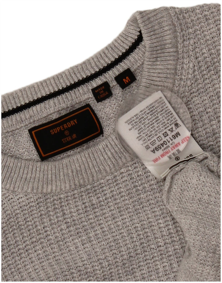 Męski sweter z okrągłym dekoltem Superdry, średnioszary, bawełniany