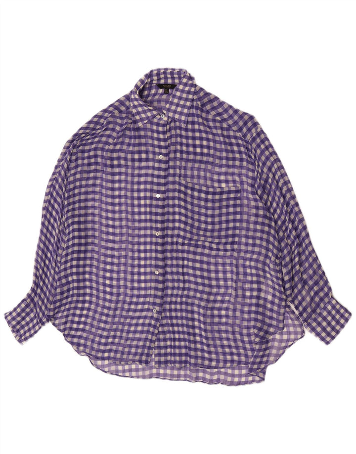 Damska bluzka oversize Massimo Dutti UK 14, średni fiolet w kratkę