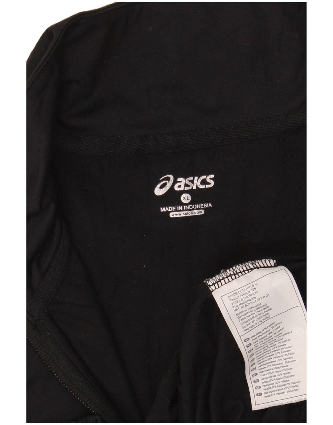 Damska kurtka dresowa Asics UK 18 XL, czarny poliester z blokami kolorów