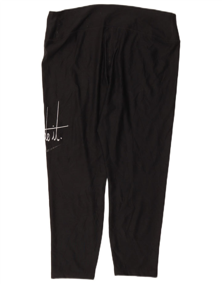 Damskie legginsy NIKE Dri Fit Graphic Capri UK 18 XL, czarny poliester