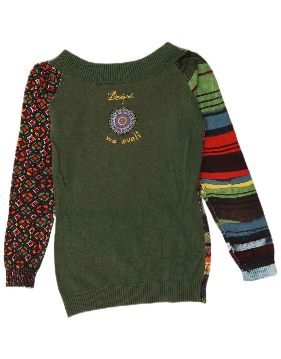 Damski sweter Desigual z dekoltem w łódkę UK 14, średni, wielokolorowy