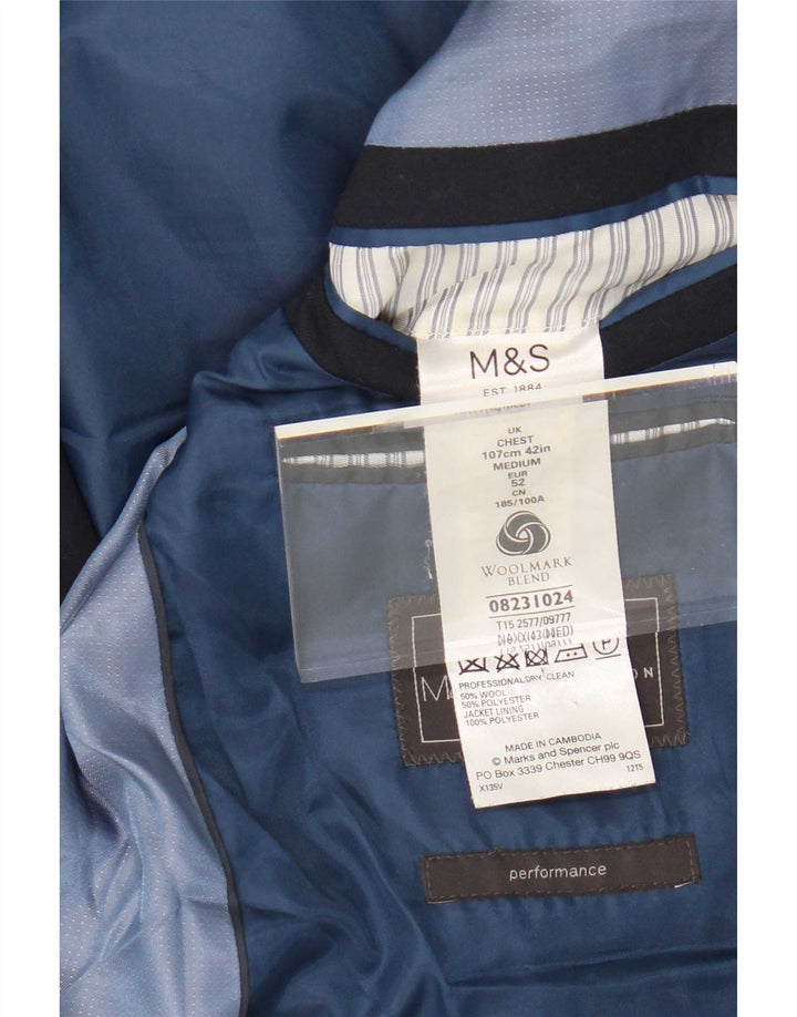 Marks & Spencer Męska marynarka zapinana na 2 guziki UK 42, duża, granatowa, wełniana
